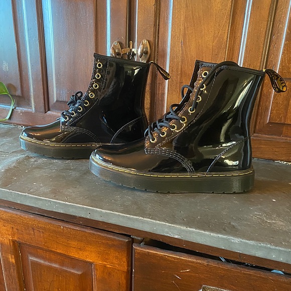 ♥️💖 NEW Dr. Martens Black Patent Leather Zavala Combat Boots NO BOX - Picture 6 of 13